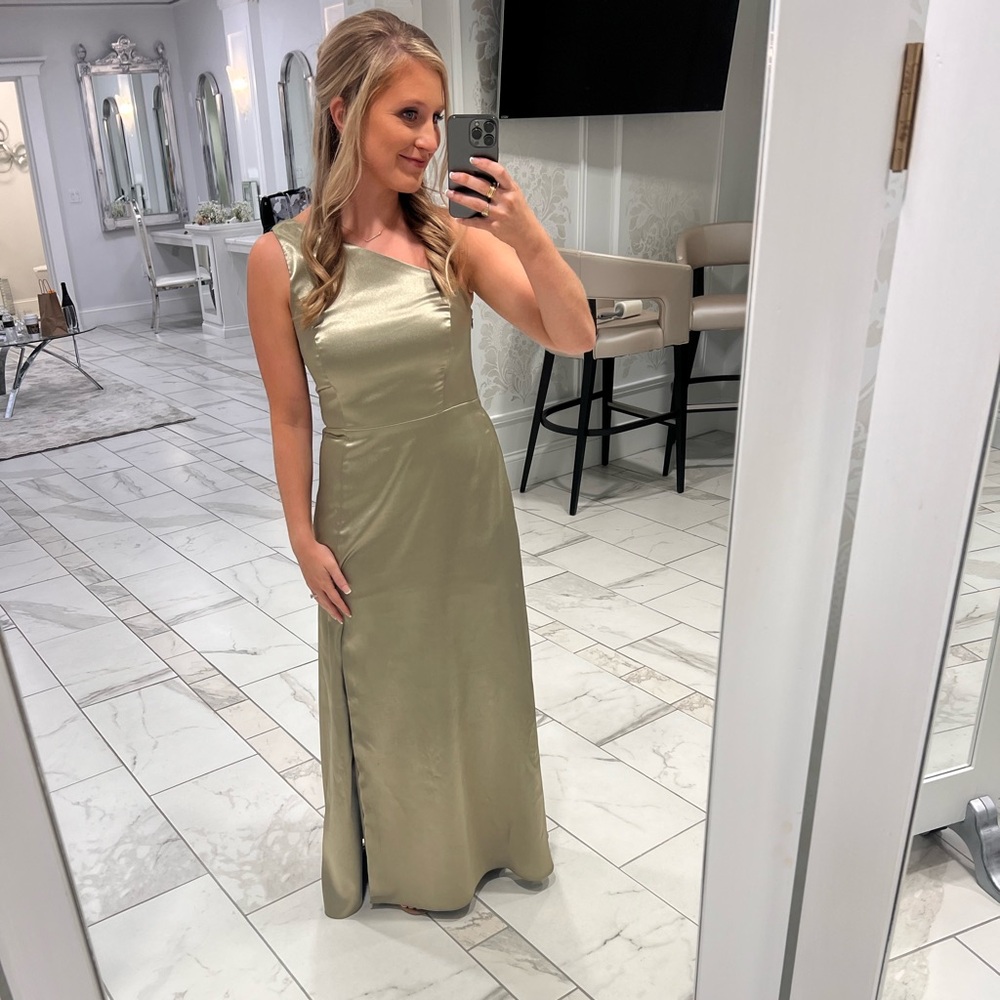 Satin moss green birdy grey dress